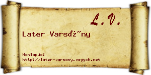 Later Varsány névjegykártya